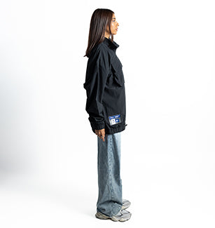 Draped flocked jacket | Black