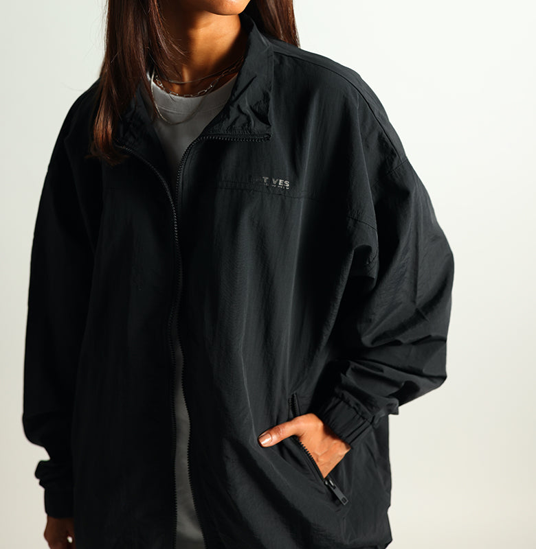 Full-Zip flocked jacket | Black